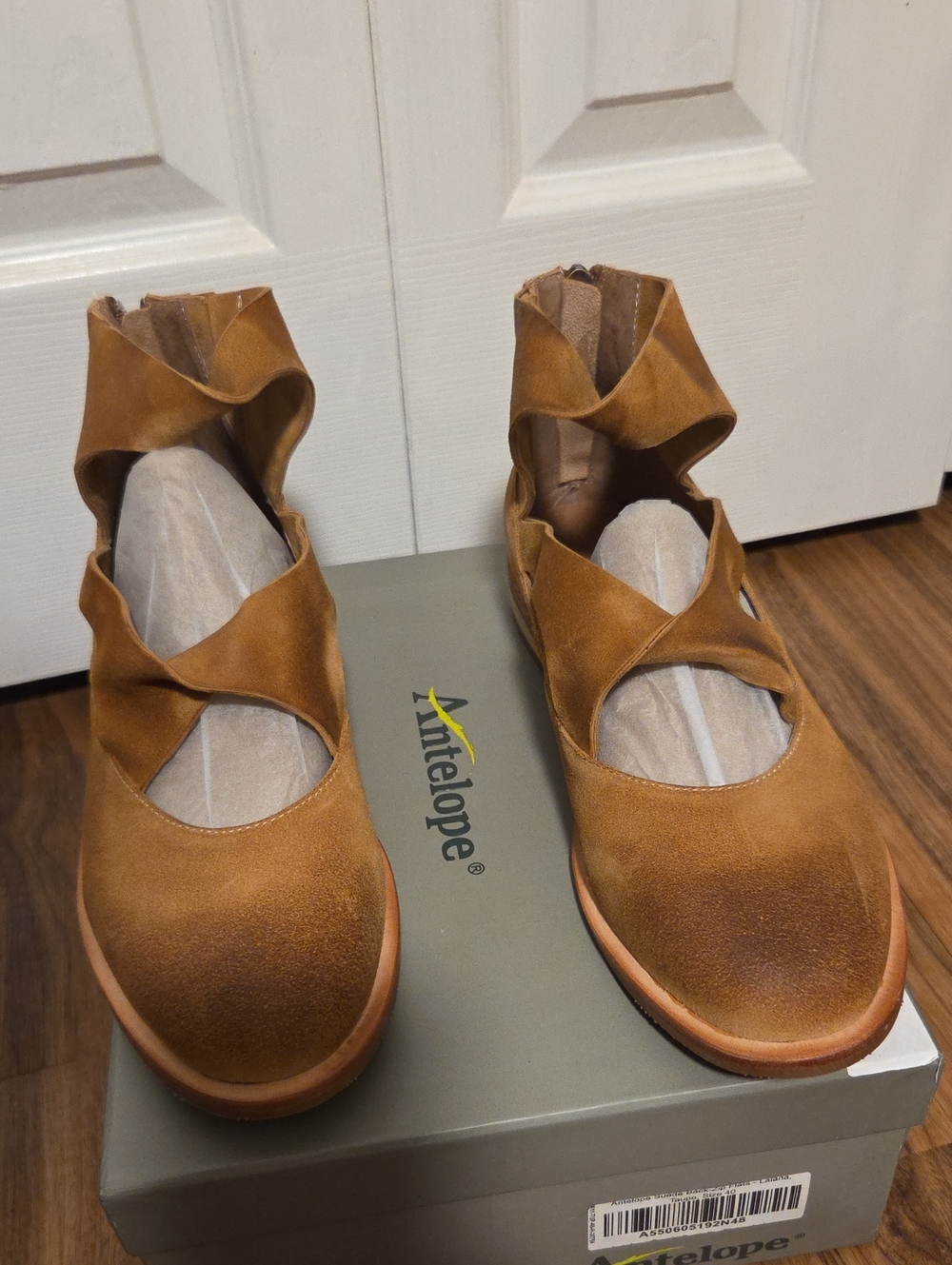 Antelope Women's Brown Suede Cutout Ankle Flats Size 9 EU 40